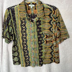 NWOT , button up, short sleeves, one pocket, multicolor.